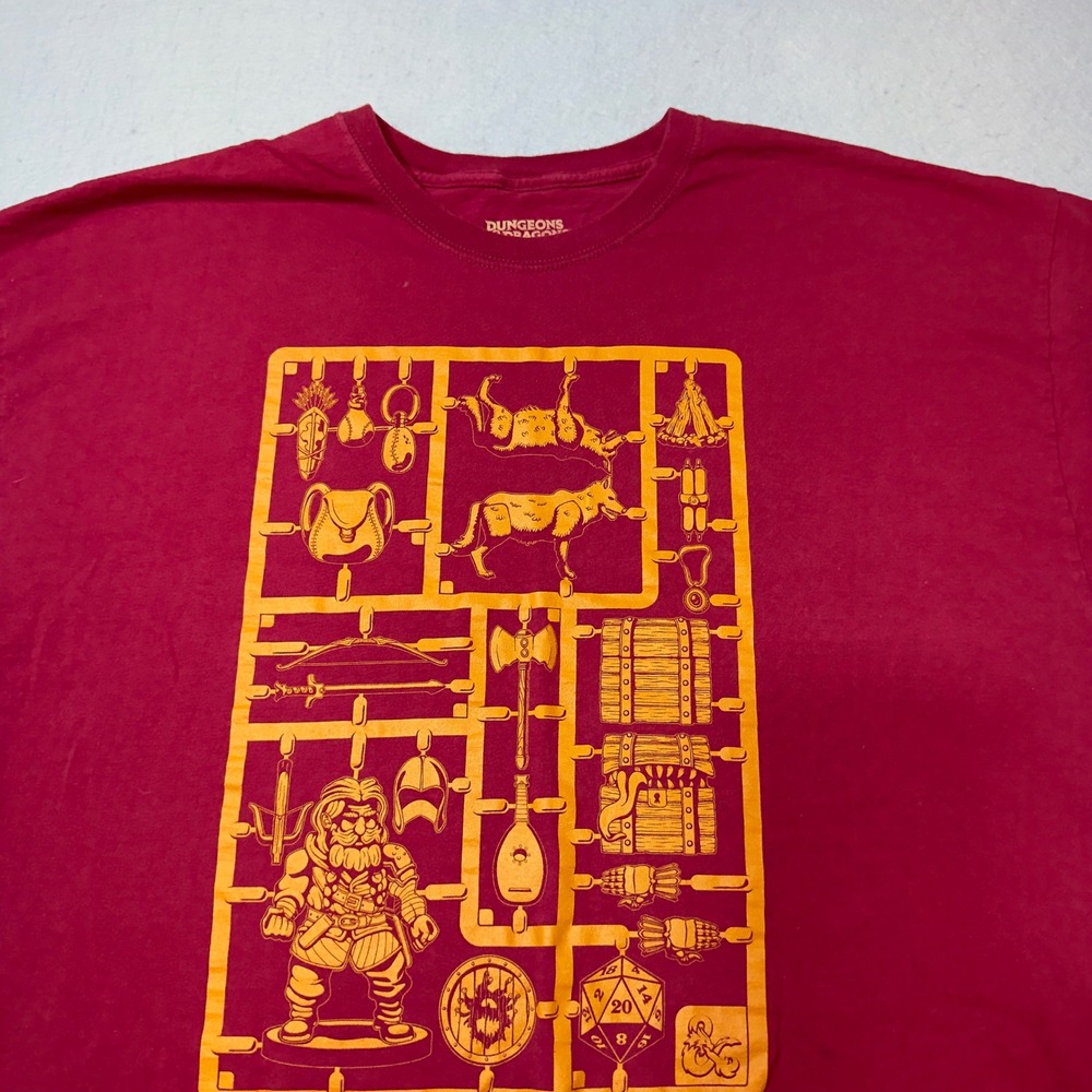 Dungeons and Dragons Graphic T Shirt Red 2XL DnD Fantasy‎ Gaming